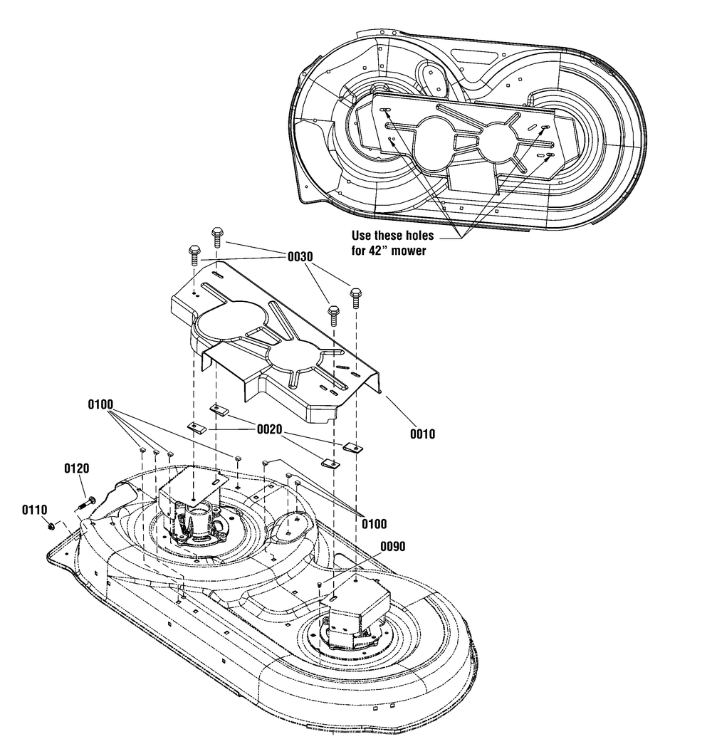42" Mower Deck - French Guard Group Diagram and Parts List for 1696797-01 2017 Briggs and Stratton Lawn Tractor Accessories